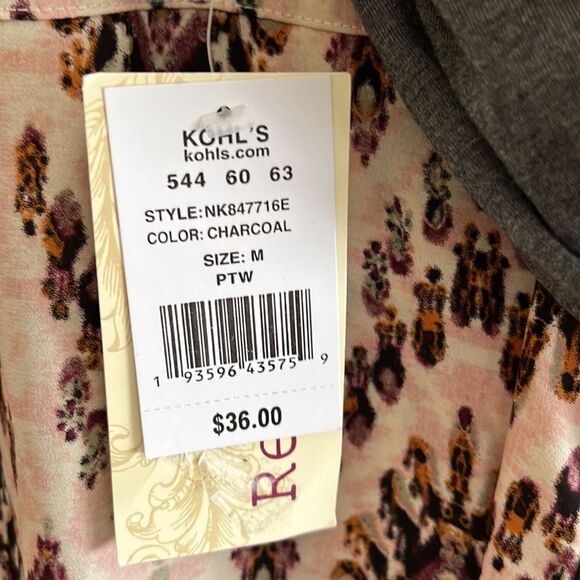 😊3/$30 ReWind 3/4 sleeve top with solid and print - Sz M - Picture 3 of 11